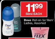  Dove Roll-on for Men/Ladies Assorted-50ml Each