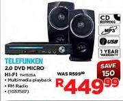Telefunken 2.0 DVD Micro Hi-Fi-THT323A
