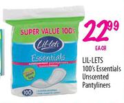 Lil-Lets Essentials Unscented Pantyliners-100's