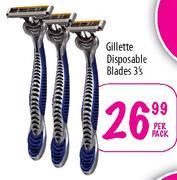 Gillette Disposable Blades-3's-Per Pack