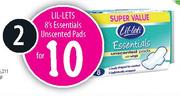 Lil-Lets Essentials Unscented Pads-2 x 8's
