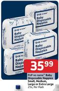Pnp No Name Baby Disposable Nappies Small,Medium,Large Or Extra Large-25's Per-Pack