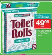 Housebrand 1-Ply Toilet Rolls-20's