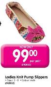 Ladies Knit Pump Slippers-Per Pair