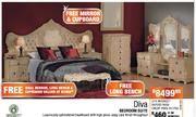 Diva Bedroom Suite + Free Wall Mirror,Long Bench & Cupboard