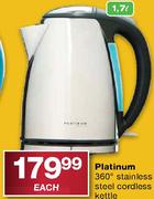 Platinum Stainless Steel Cordless Kettle-1.7Ltr Each