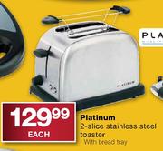 Platinum 2-Slice Stainless Steel Toaster(With Bread Tray) Each