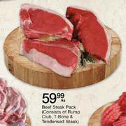 Beef Steak Pack(Consists of Rump Club, T-Bone & Tenderised Steak)-Per Kg