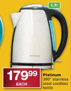 Platinum 360 Degree Stainless Steel Cordless Kettle-1.7L Each
