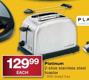 Platinum 2-Slice Stainless Steel Toaster With Bread Tray-Elk 
