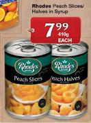 Rhodes Peach Slices/Halves in Syrup-410g Each