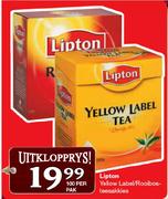 Lipton Yellow Label/Rooibosteesakkies-100 Per Pak