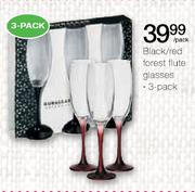Black/Red Forest Flute Glasses-3 Pack
