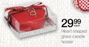 Heart-Shaped Glass Candle Holder-Each