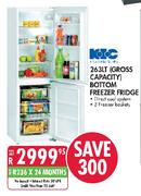 KIC 263Ltr Bottom Freezer Fridge