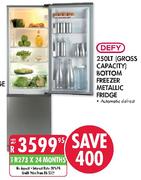 Defy 250Ltr Bottom Freezer Metallic Fridge