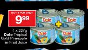 Dole Tropical Gold Pineapple In Fruit Juice-4x227g