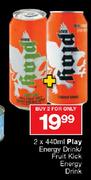 Play Energy Drink/Fruit Kick Energy Drink-2X440ml