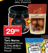 Tuna Marine Marinated Olives-280g & Judy's Pickled Onions Pouch-200g Each