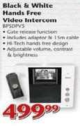 Black & White Hands Free Video Intercom-Each