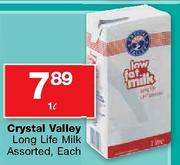 Crystal Valley Long Life Milk Assorted-1L Each