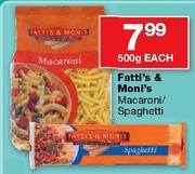 Fatti's & Moni's Macroni Spaghetti-500g Each