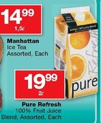 Pure Refresh 100% Fruit Juice Blend Assorted-2L Each