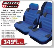 Auto Craft 11 Piece Luxury Leather Look Executive Value Seat Cover Set-Per Set