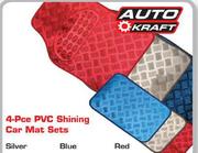 Auto Craft 4 Piece PVC Shining Car mat Set(Red)-Per Set