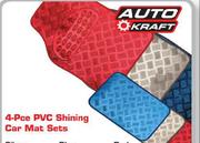 Auto Craft 4 Piece PVC Shining Car mat Set(Silver)-Per Set