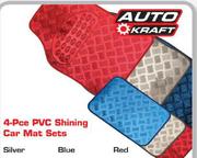 Auto Craft 4 Piece PVC Shining Car mat Set(Blue)-Per Set