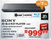 Sony 3D Blu-Ray Player-S490