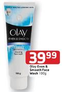 Olay Even & Smooth Face Wash-100g Each