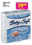 Baby Soft 2 Ply White-9's Per Pack