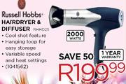 Russell Hobbs Hairdryer & Diffuser(RHHD25)