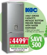 KIC 346LT(Gross Capacity)Metallic Bottom Freezer Fridge With Water Dispenser-Each