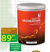Master Decorators Acrylic PVA White-5L Each