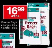 House Brand Freezer Bags Large-25's, Small-50's