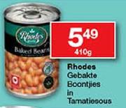 Rhodes Gebakte Boontjies in Tamatiesous-410g
