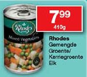 Rhodes Gemengde Groente/Kerriegroente-410g Elk