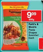 Fatti's & Moni's Pasta Shapes Assorted-600g Each