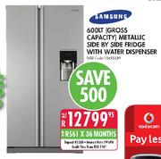 Samsung 600ltr Metallic Side By Side Fridge With Water Dispenser