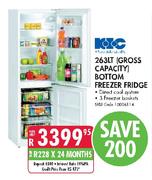 KIC 263ltr Bottom Freezer Fridge