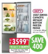 Defy 250ltr Metallic Bottom Freezer Fridge