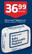 PnP No Name Nappies Small, Medium, Large or X-Large-25's Per Pack