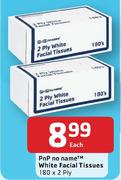 PnP No Name White Facial Tissues - 180 x 2 Ply Each