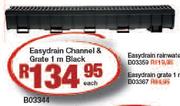 Easydrain Channel & Grate 1m Black-Each