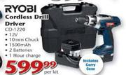 Ryobi Cordless Drill Driver(CD-1220)-Per Kit