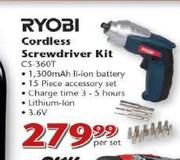 Ryobi Cordless Screwdriver Kit(CS-360T)-Per Set