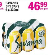 Savanna Dry Cans-6x330ml Per Pack
